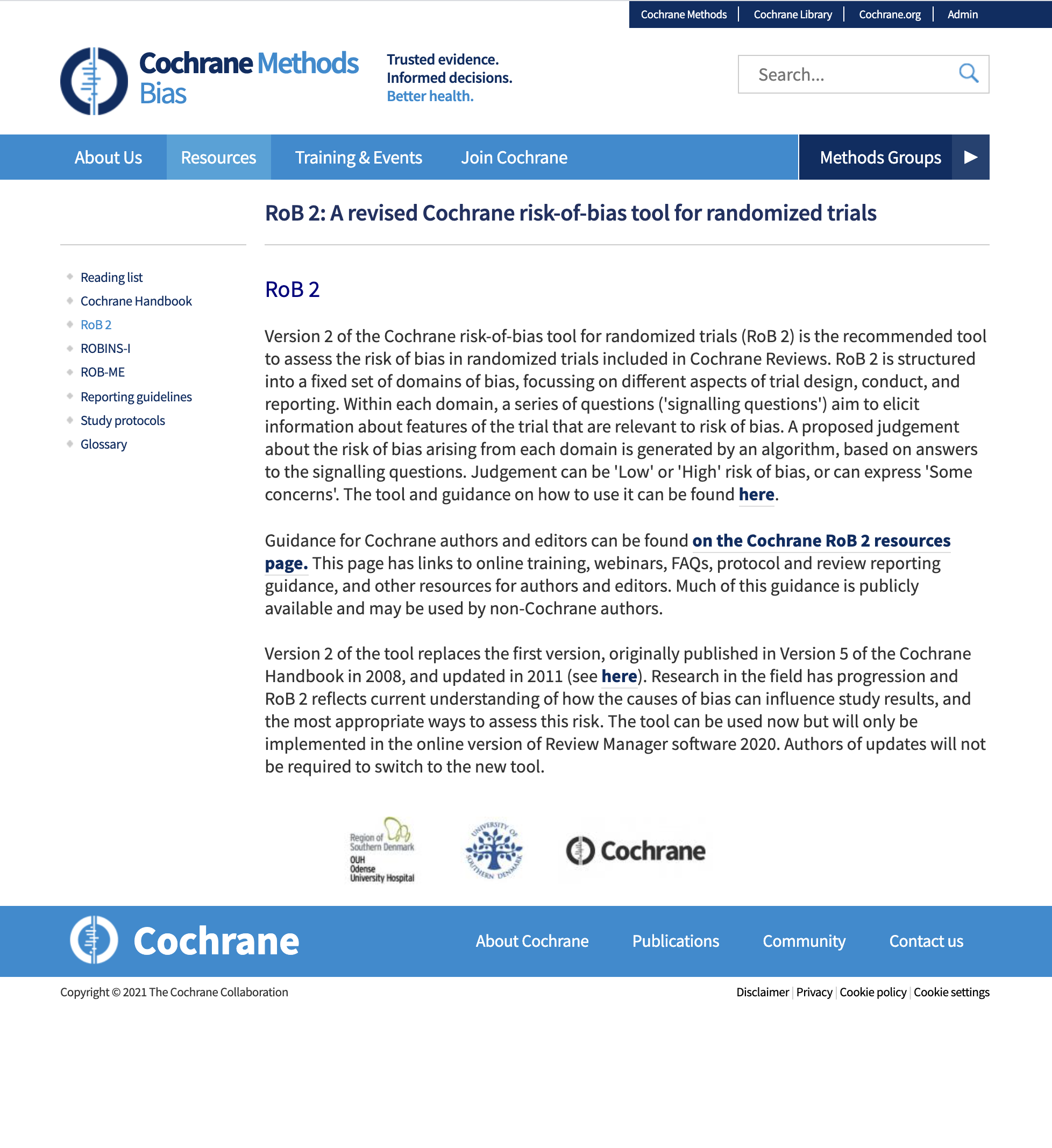 A Revised Tool to Assess Risk of Bias in Randomized Trials (RoB 2) Tools