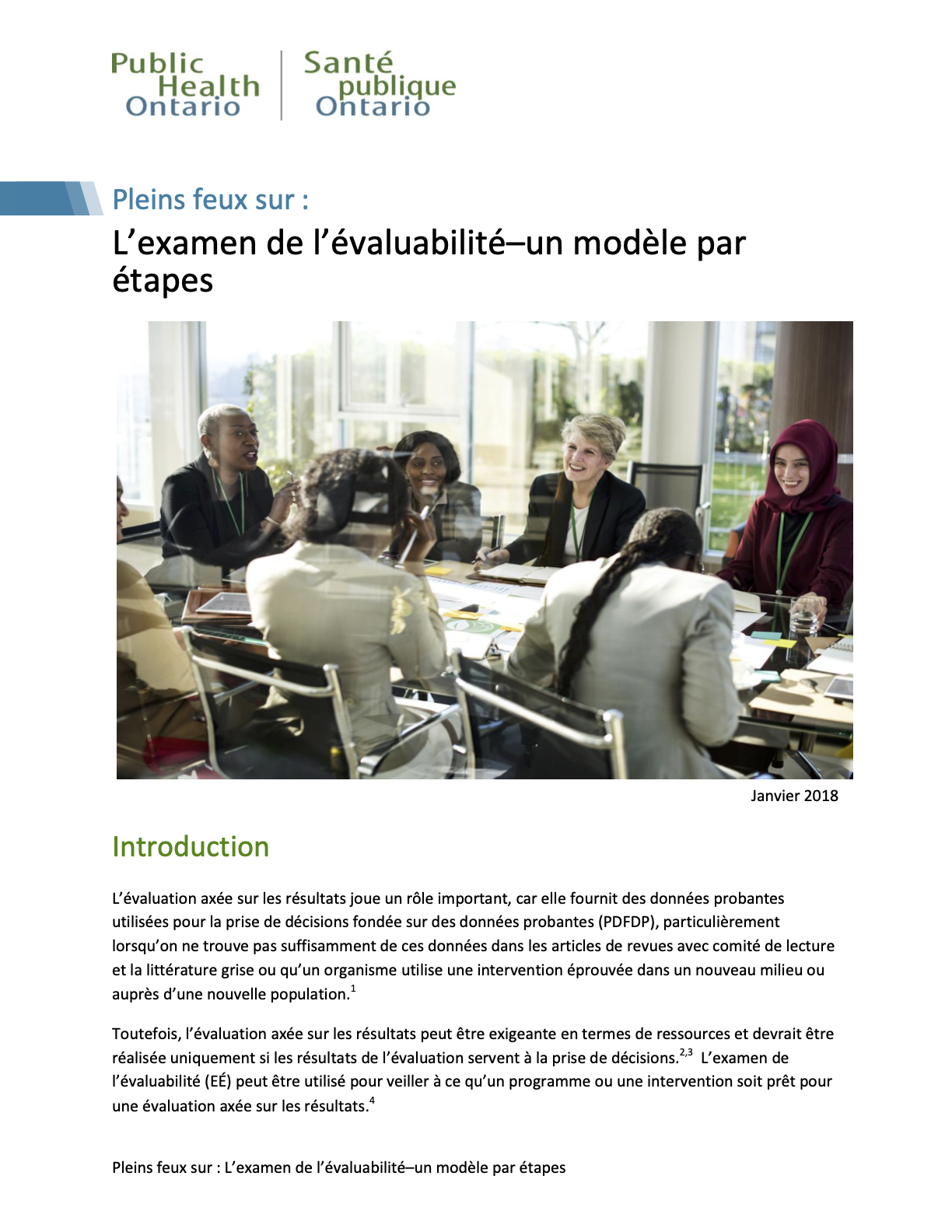 L’examen de l’évaluabilité : un modèle par étapes