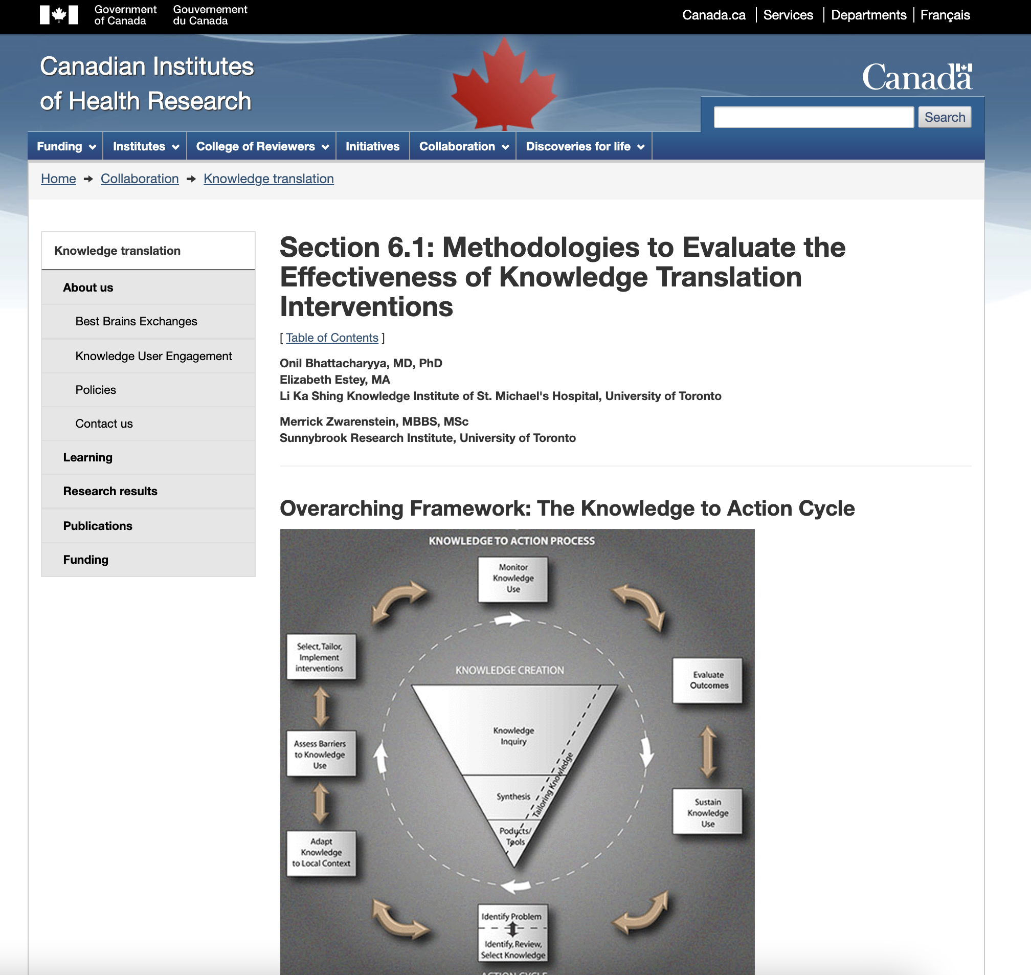 Methodologies to Evaluate the Effectiveness of Knowledge Translation Interventions